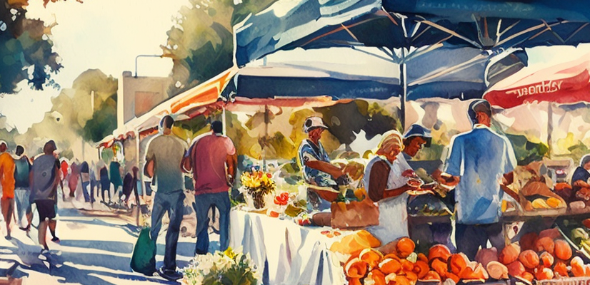 A vibrant display of Gilbert Farmers Market, showcasing the plethora of fresh, organic offerings available every Saturday.